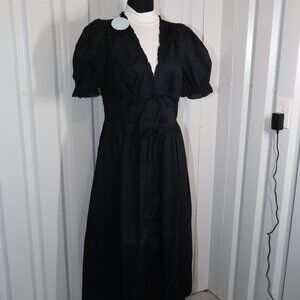 Hill House Elegant Black Puff Sleeve Midi Dress